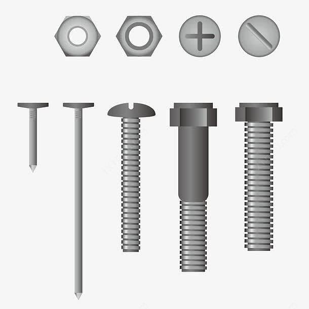螺絲釘高清素材 3D金屬質(zhì)螺母與螺釘?shù)乃囆g(shù)裝飾應用